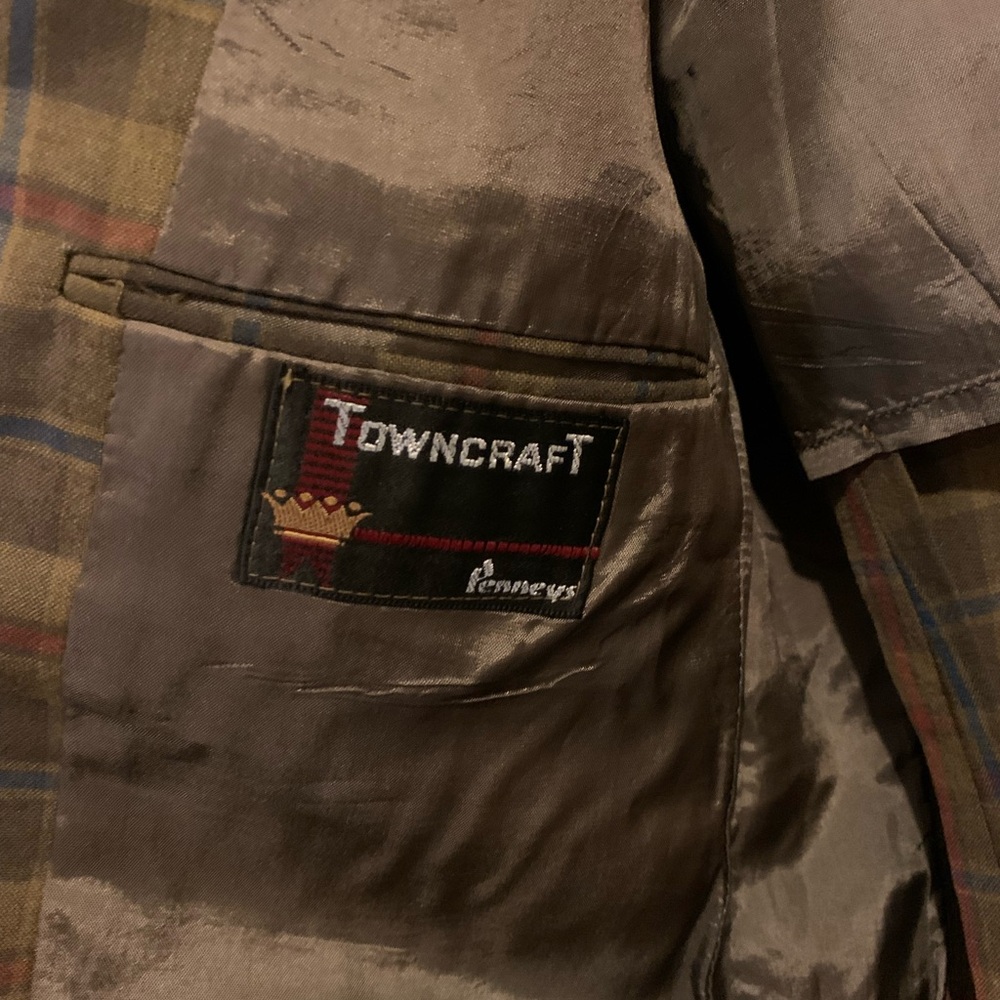 Towncraft Men's Plaid Blazer - Olive and Brown - Picture 4 of 5